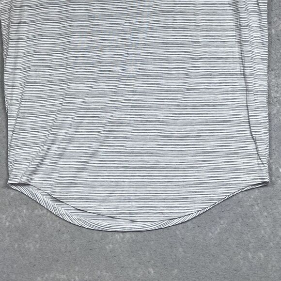 Athleta T Shirt Medium Gray Striped Cloudlight Stratus Tee Stretch Cap Sleeve - Picture 4 of 11